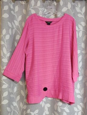 Ali Miles Pink Women's Textured Lightweight Tunic Top size XL
